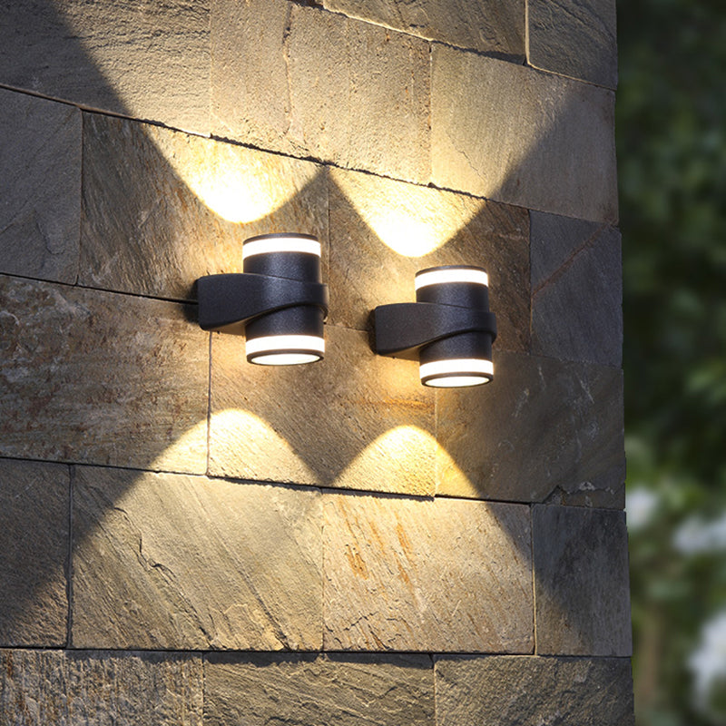 Tubular Metal Wall Washer Sconce Contemporary Black LED Wall Lighting for Backyard