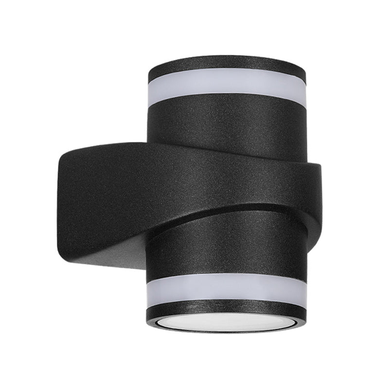 Tubular Metal Wall Washer Sconce Contemporary Black LED Wall Lighting for Backyard