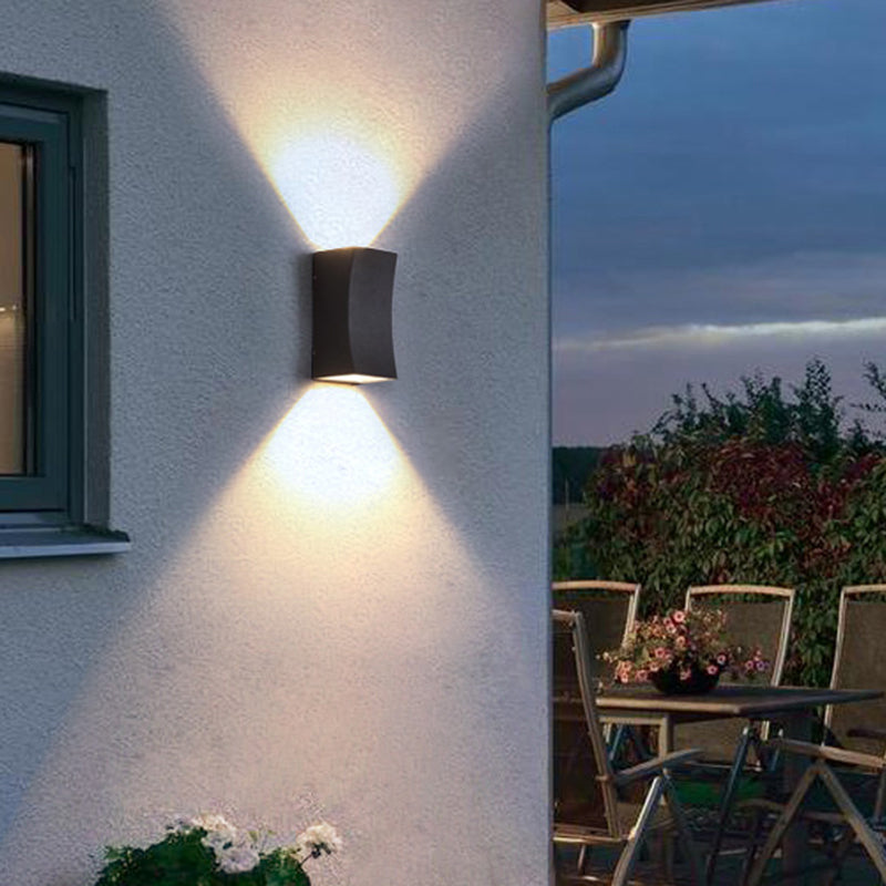 Rectangular LED Wall Lighting Ideas Minimalist Metal Terrace Wall Mount Light in Black