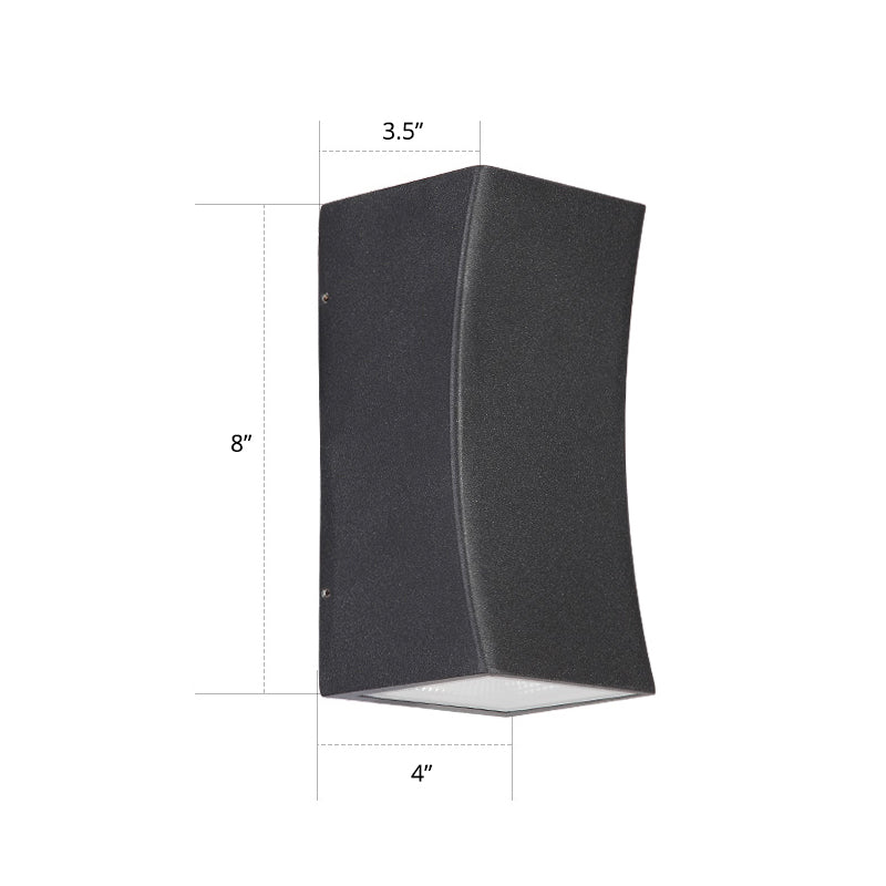 Rectangular LED Wall Lighting Ideas Minimalist Metal Terrace Wall Mount Light in Black