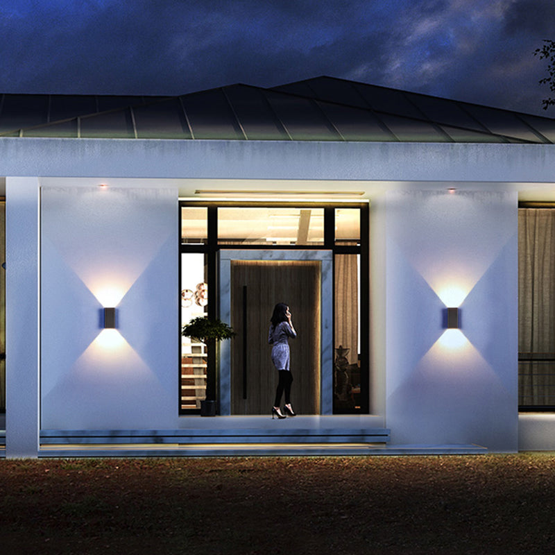 Rectangular LED Wall Lighting Ideas Minimalist Metal Terrace Wall Mount Light in Black