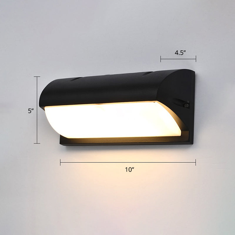 Outdoor LED Wall Lamp Modern Black Sconce Light Fixture with Rectangular Acrylic Shade