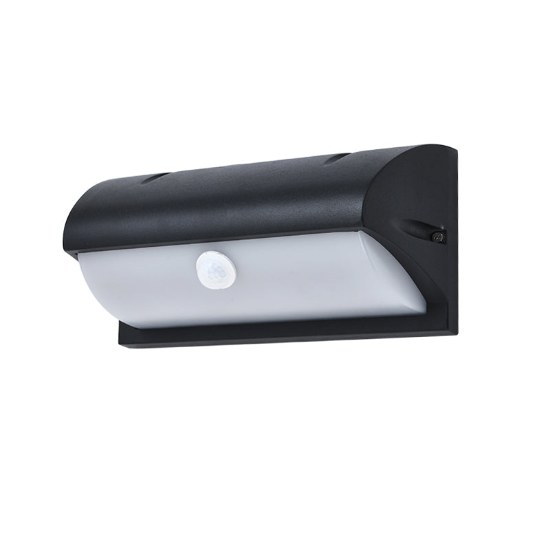 Outdoor LED Wall Lamp Modern Black Sconce Light Fixture with Rectangular Acrylic Shade