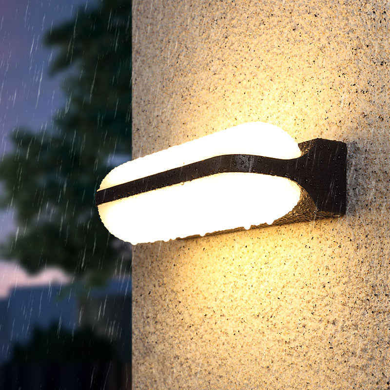 Capsule en forme d'acrylique LED Mur Minimalisme minimalisme Black Finishin Murce pour la cour