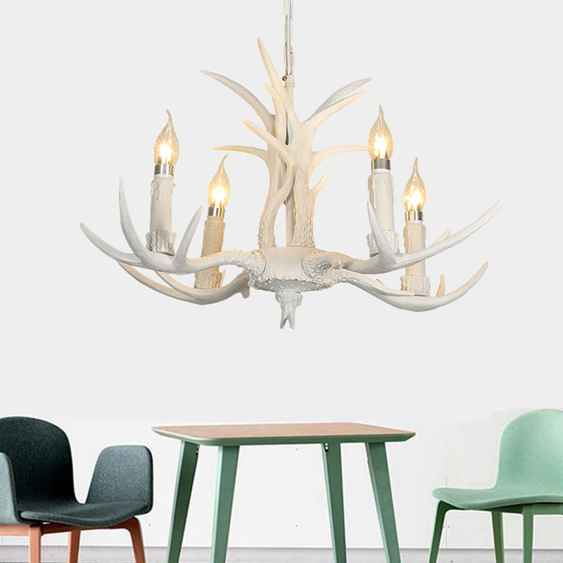 Résine White Hanging Chandelier Bougie 4/8 Bulbes Prendants Traditional Prendant Lightture for Chadow