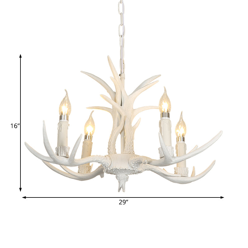 Résine White Hanging Chandelier Bougie 4/8 Bulbes Prendants Traditional Prendant Lightture for Chadow