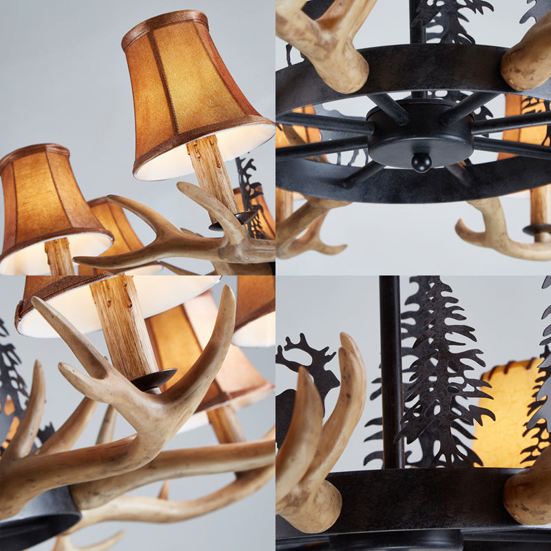 Café Bell Bell Pendant lustre résine rurale 8 têtes Salle à manger suspendue plafond plafond avec élément de pin