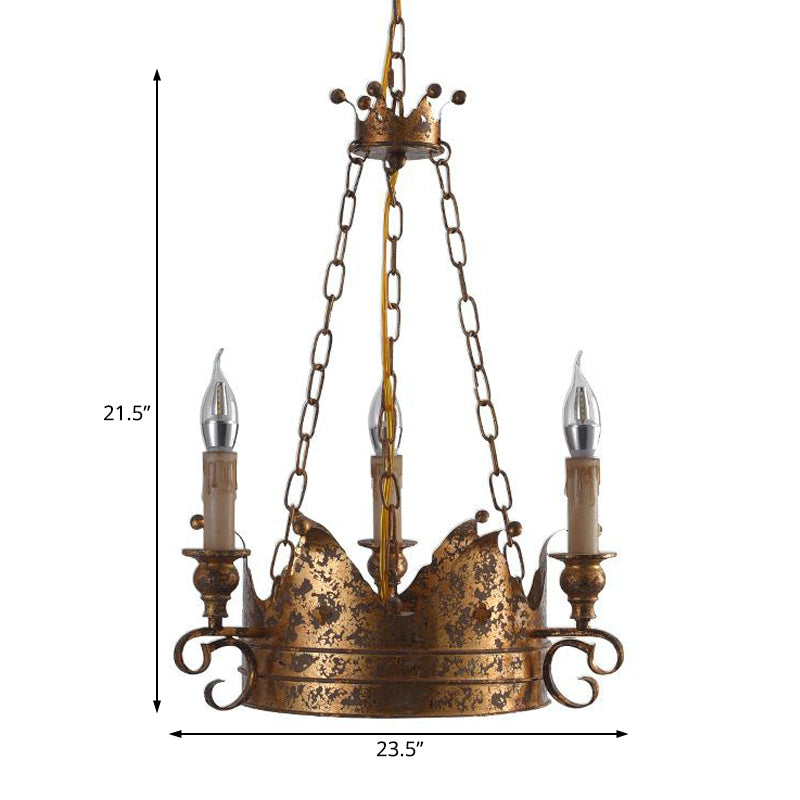 3/8 LICTES Metal Chandelier Lampe Rural Rust Crown Room Dining Down Down Lighting Pendentif