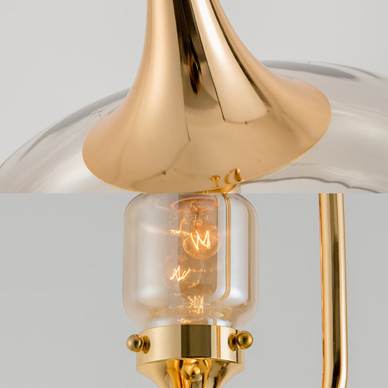 Clear Glass Trumpet Ceiling Lamp Modern 1 Bulb Living Room Pendant Lighting Fixture