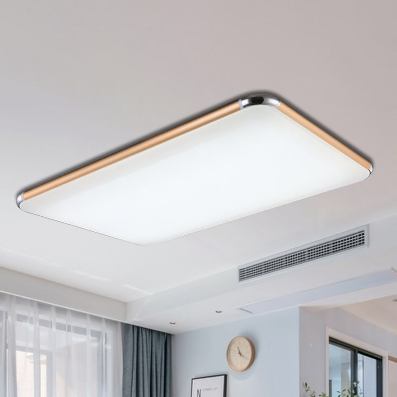 Ultra-Thin Square/Rectangular Flush Light Minimalist Gold LED Ceiling Flush Mount for Bedroom with Acrylic Diffuser, 12"/18"/20.5" Wide
