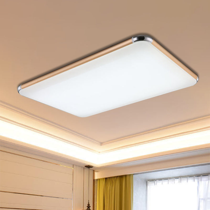 Ultra-Thin Square/Rectangular Flush Light Minimalist Gold LED Ceiling Flush Mount for Bedroom with Acrylic Diffuser, 12"/18"/20.5" Wide