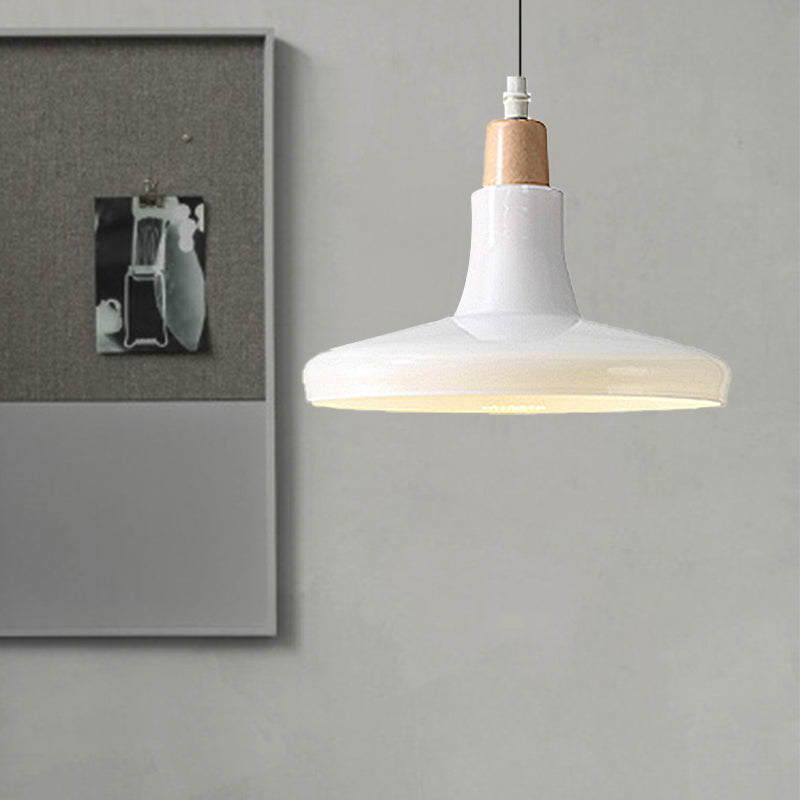 Bol blanc / noir / cône / soucoupe suspension moderniste 1 led en verre clair