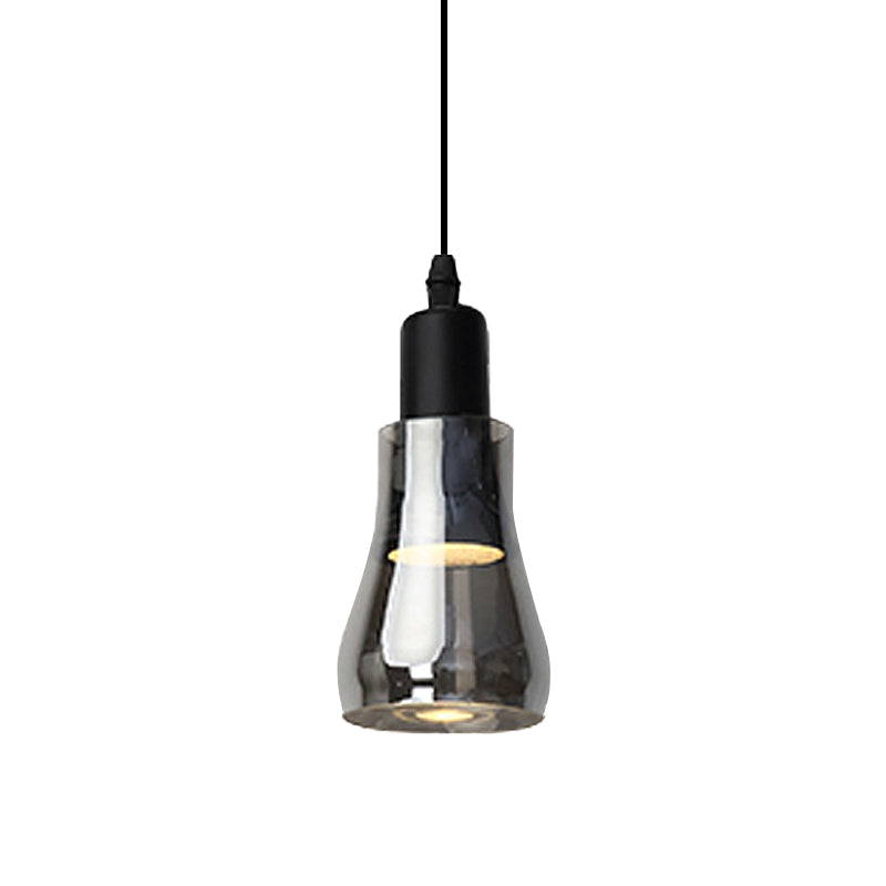 Bol blanc / noir / cône / soucoupe suspension moderniste 1 led en verre clair