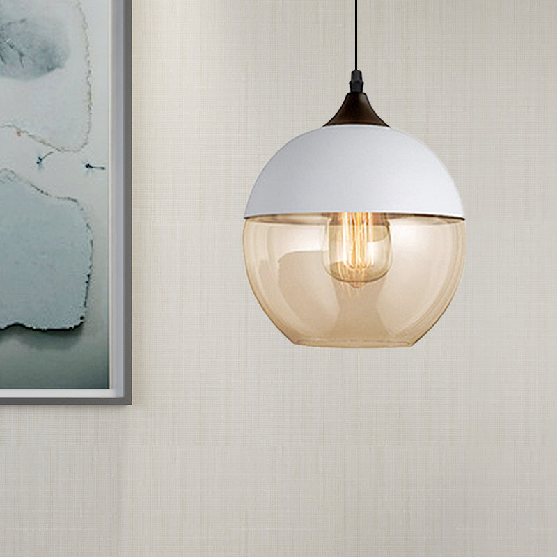 5 "/ 7" / 8 "de large tambour / cylindre / pot transparent en verre transparent pendant moderne 1 clair de suspension blanche / noir clair