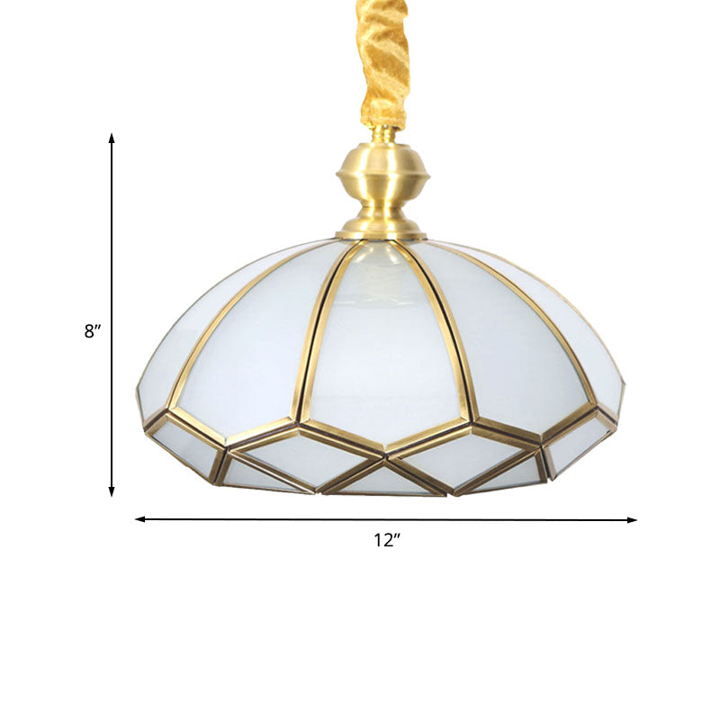Cream/Textured White Glass Hat Pendant Light Modern 1 Bulb Suspended Lighting Fixture for Living Room