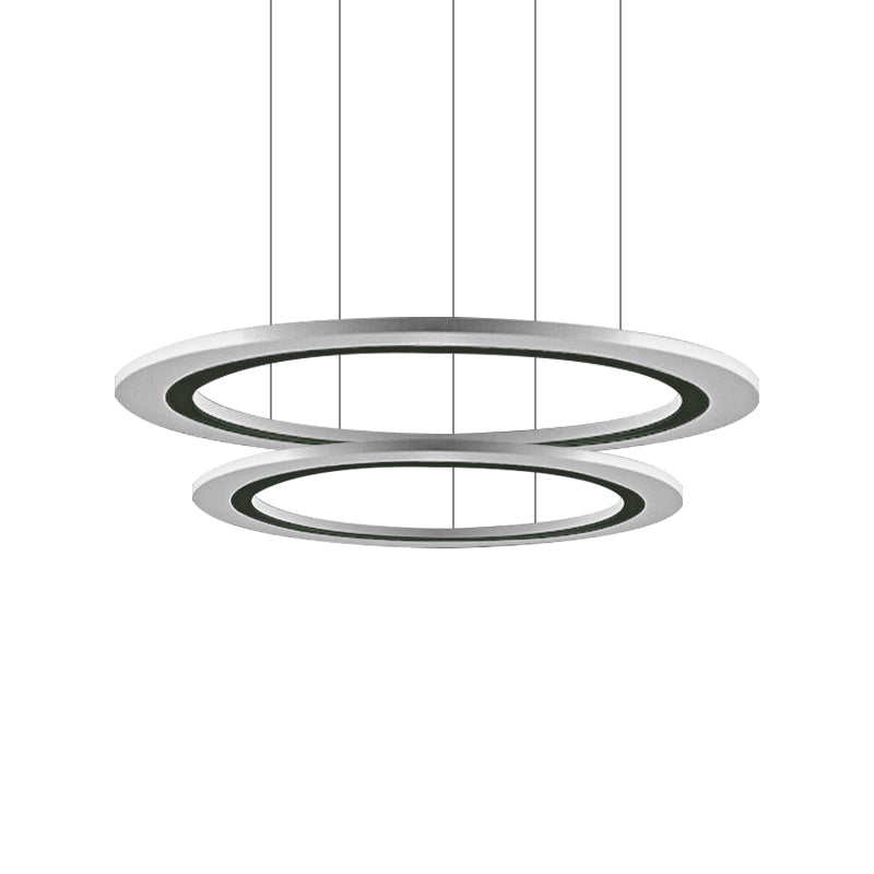 Circular Chandelier Pendant Simplicity Acrylic LED 1/2/3-Light Living Room Suspension Lamp in Warm/White Light with DIY Design