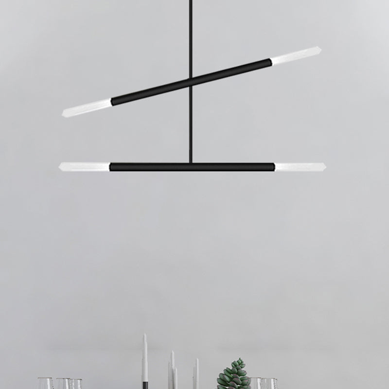 Black/White/Gold Tube Chandelier Modern LED 2/4/6-Light Acrylic Ceiling Pendant in Warm/White Light