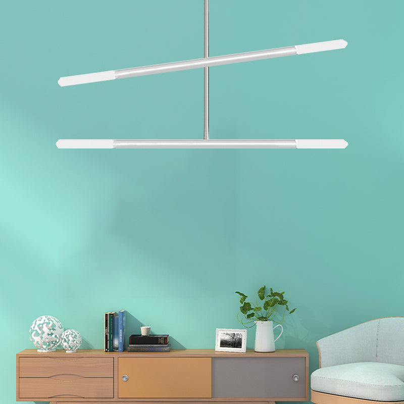 Black/White/Gold Tube Chandelier Modern LED 2/4/6-Light Acrylic Ceiling Pendant in Warm/White Light