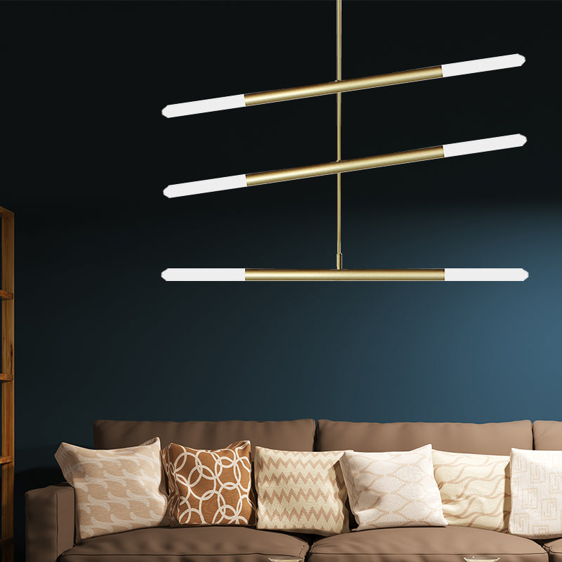 Black/White/Gold Tube Chandelier Modern LED 2/4/6-Light Acrylic Ceiling Pendant in Warm/White Light