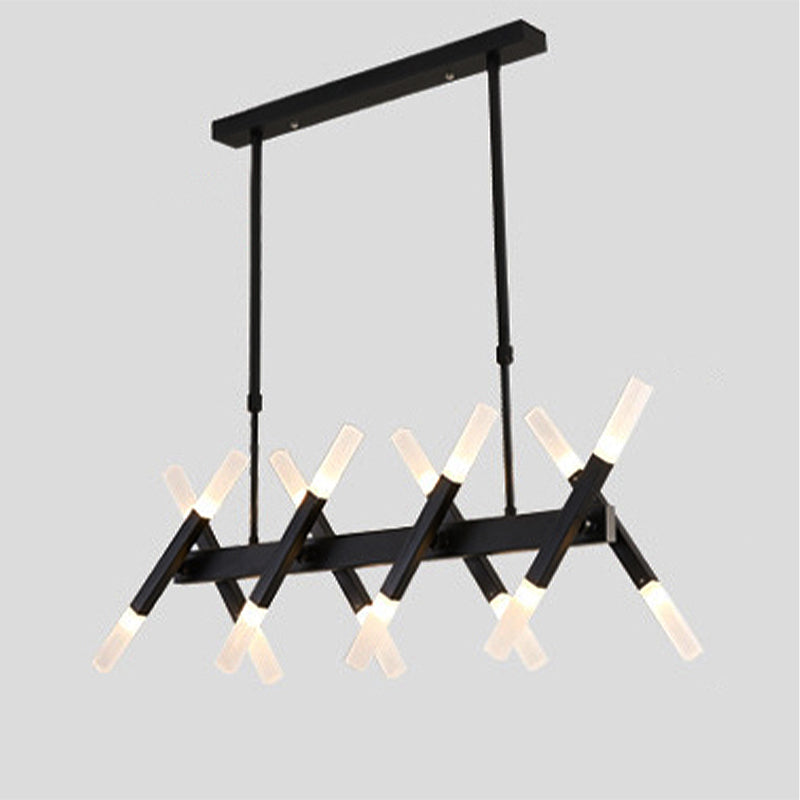 Acrylic Tube Island Pendant Modern 16/20 Lights Black/White/Gold Ceiling Pendant Light for Dining Room