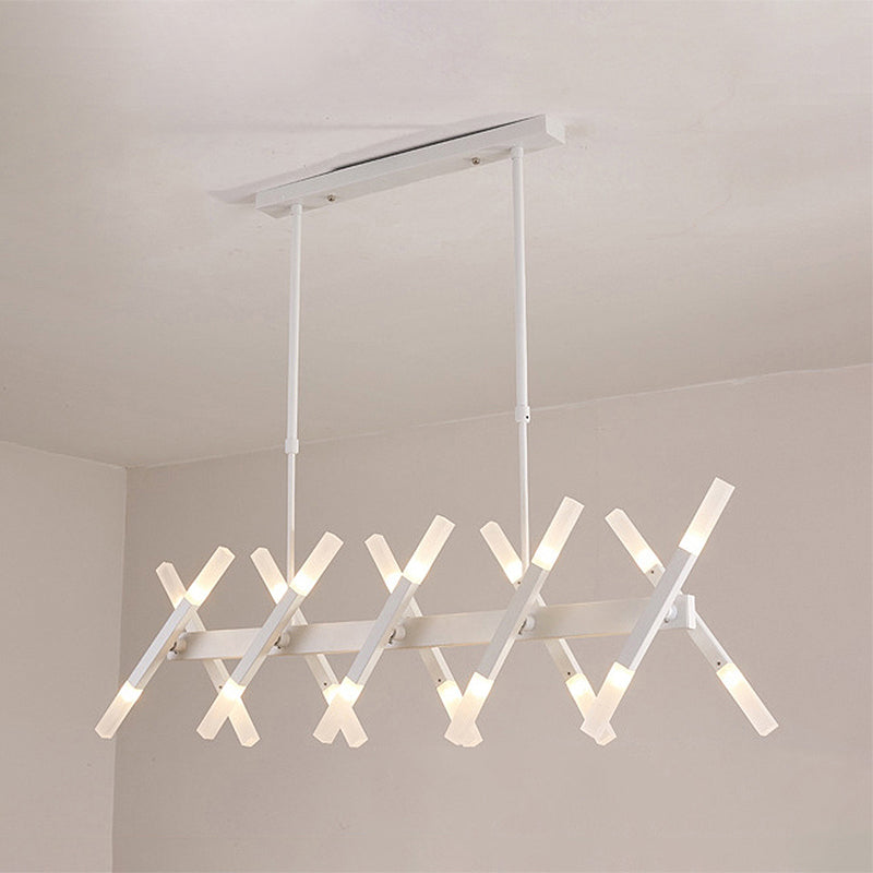 Acrylic Tube Island Pendant Modern 16/20 Lights Black/White/Gold Ceiling Pendant Light for Dining Room