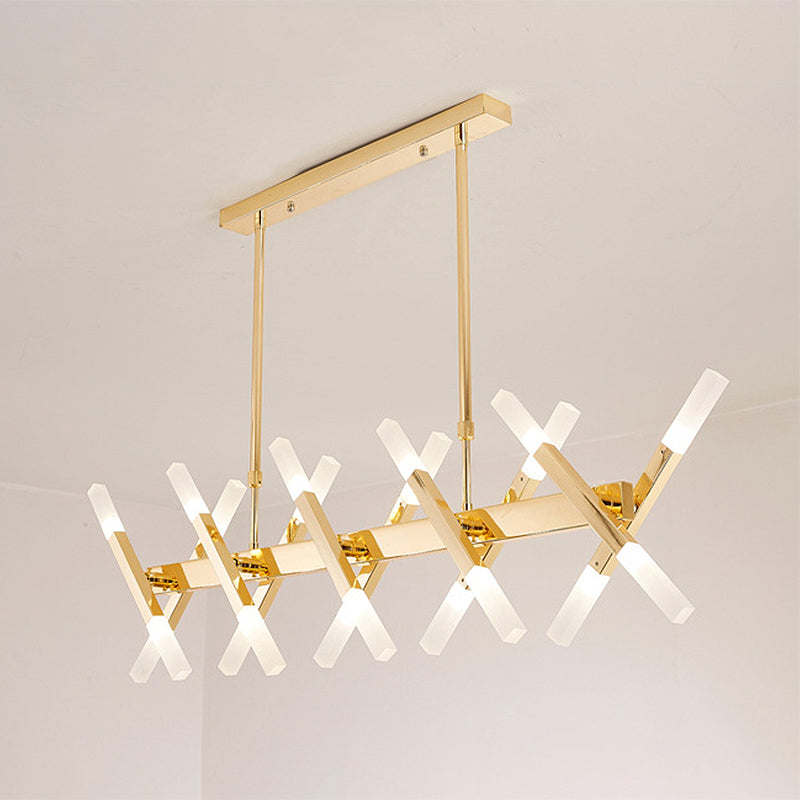 Acrylic Tube Island Pendant Modern 16/20 Lights Black/White/Gold Ceiling Pendant Light for Dining Room