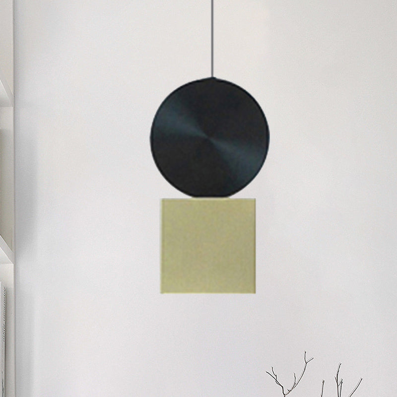 Drum/Saucer/Cylinder Hanging Pendant Light Minimalist Metal 1 Head Hallway Pendant Lighting in Gold