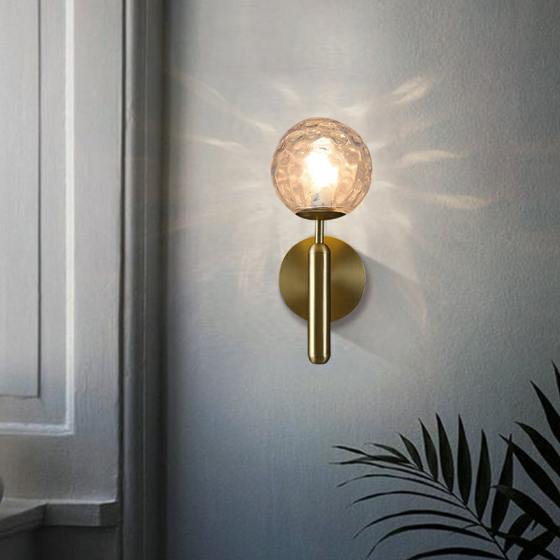 Glass Ball Shaped Wall Mount Light Postmodern 1 Head Brass Finish Sconce Lamp for Living Room