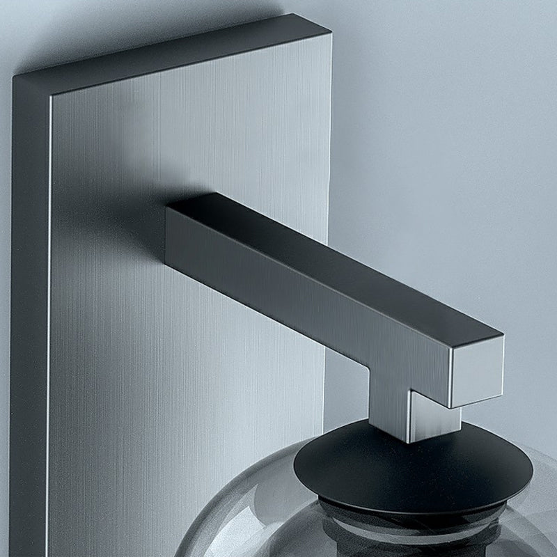 Blown Smokey Glass Dome Wall Lamp Nordic 1 Bulb Grey Finish Sconce Lighting for Corridor