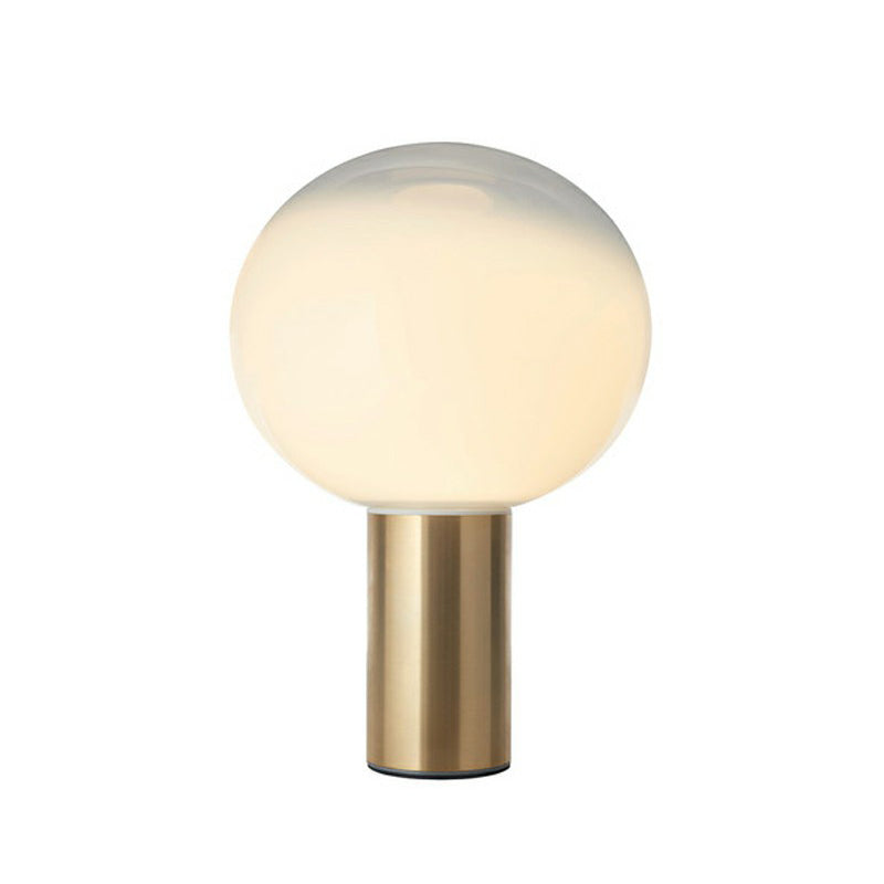 Lampada da tavolo sferica in vetro bianco satinato minimalista con 1 lampadina lampada da comodino dorata