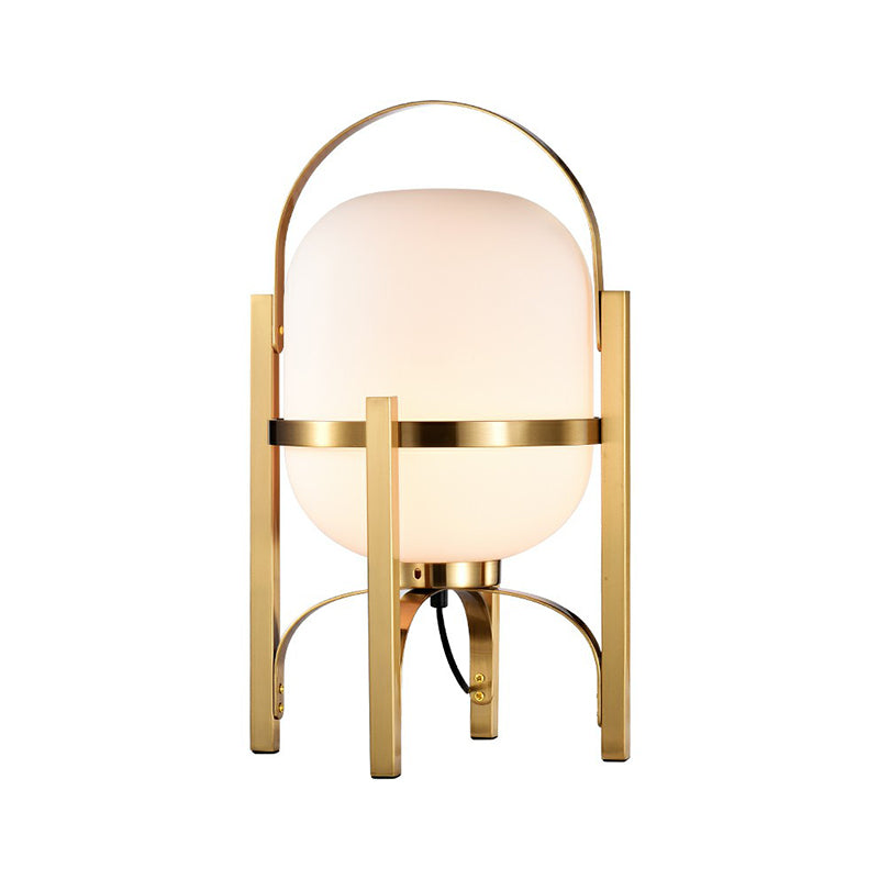 Capsule Glass Night lampe Postmodern 1 Light Finish Table Light avec quadpod et poignée arquée