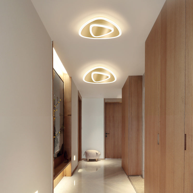 Golden Geometric Flush Ceiling Light Modern Acrylic LED Flushmount Light for Stairs