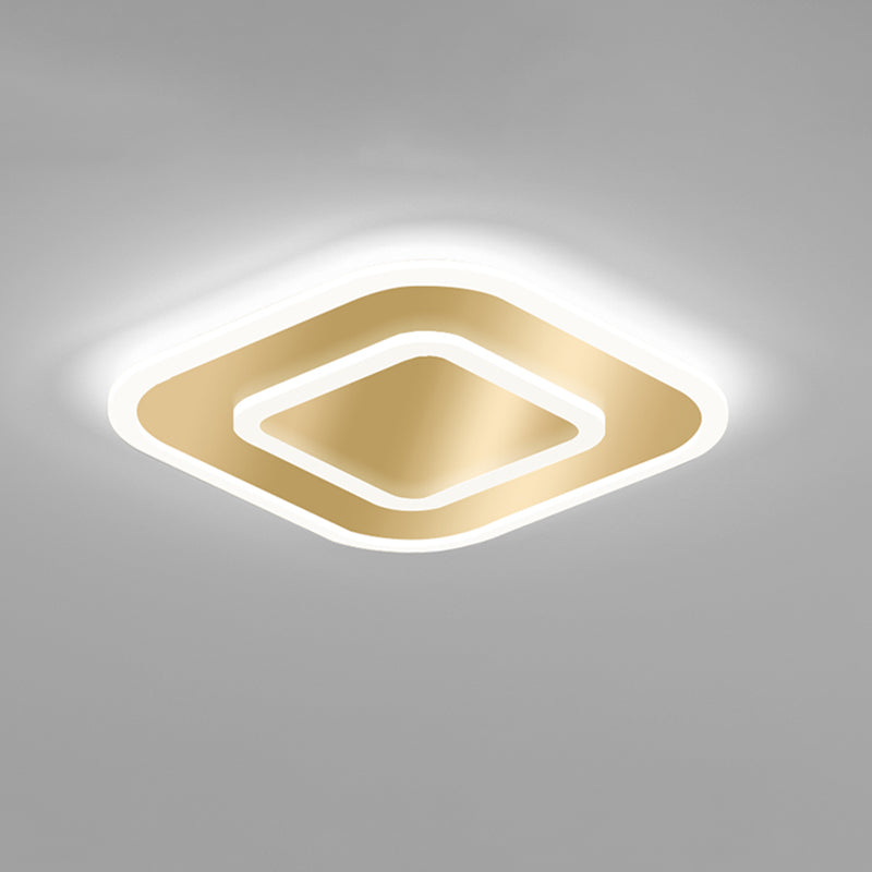 Golden Geometric Flush Ceiling Light Modern Acrylic LED Flushmount Light for Stairs