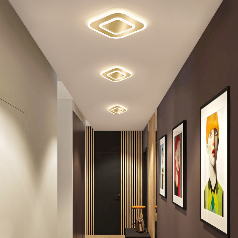 Golden Geometric Flush Ceiling Light Modern Acrylic LED Flushmount Light for Stairs