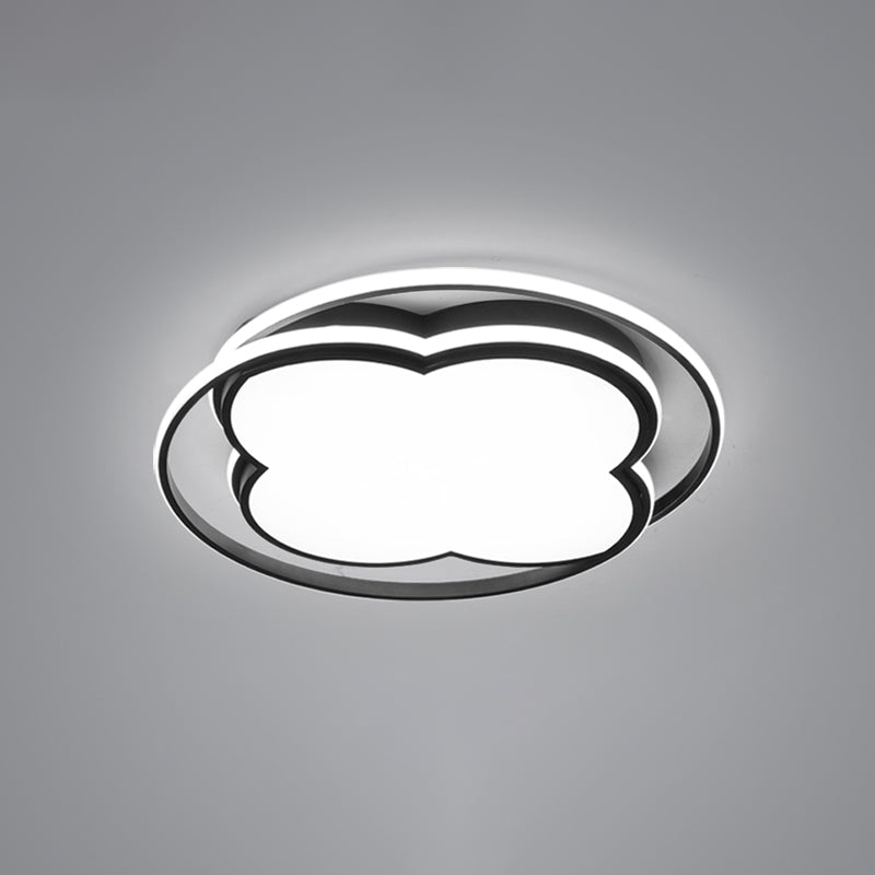 Florale LED-Unterputz-Deckenleuchte, minimalistische Metall-Schlafzimmer-Unterputzleuchte in Schwarz