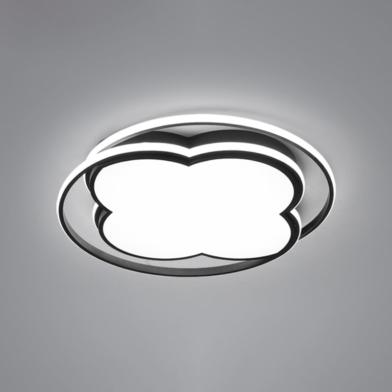 Florale LED-Unterputz-Deckenleuchte, minimalistische Metall-Schlafzimmer-Unterputzleuchte in Schwarz