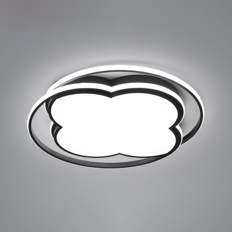Florale LED-Unterputz-Deckenleuchte, minimalistische Metall-Schlafzimmer-Unterputzleuchte in Schwarz