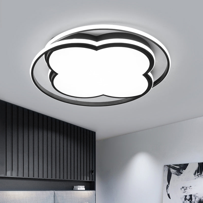Flores LED lámpara de techo incorporada minimalista dormitorio de metal lámpara incorporada negra