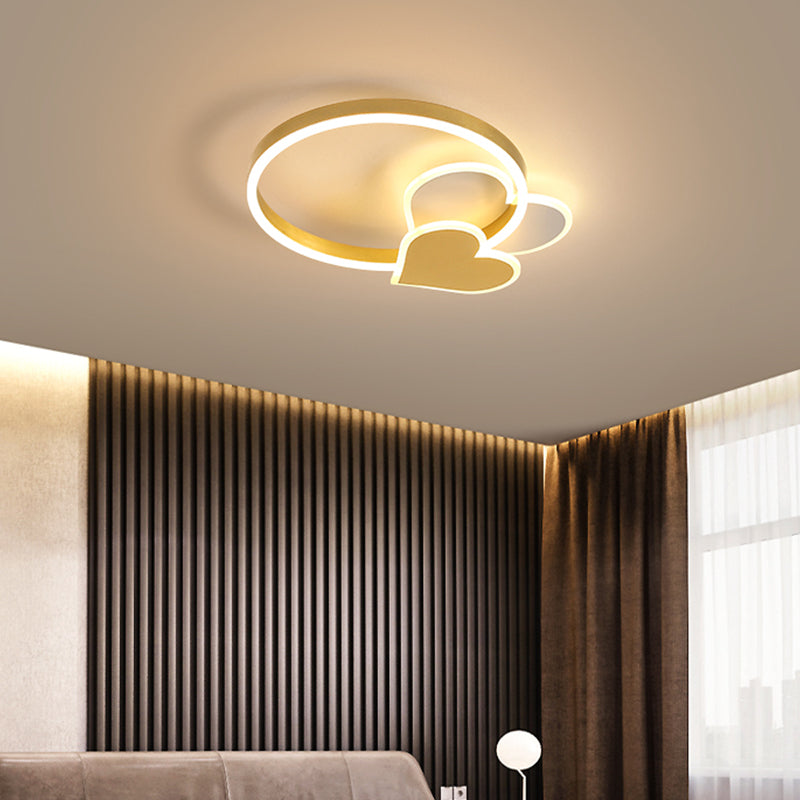 Golden Love LED-plafondarmatuur Minimalistisch acryl inbouwlicht met metalen ring voor slaapkamer