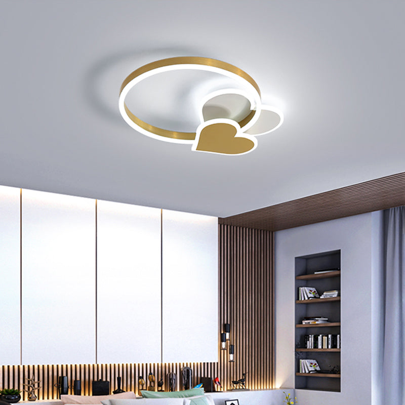 Golden Love LED-plafondarmatuur Minimalistisch acryl inbouwlicht met metalen ring voor slaapkamer