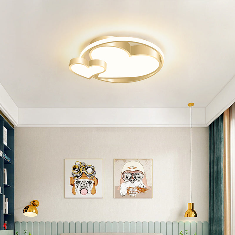 Dubbele hartvormige inbouwlamp, modernistisch metaal, gouden afwerking, plafondverlichting voor slaapkamer