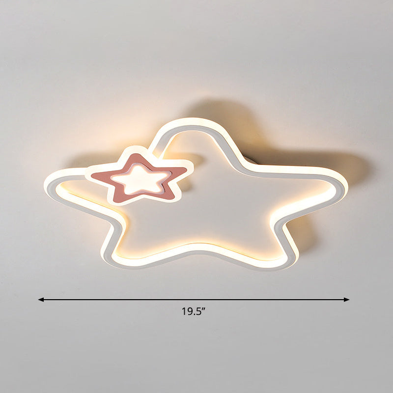 Lámpara de techo empotrada en forma de estrella de dibujos animados, luz LED empotrada acrílica para dormitorio de niños