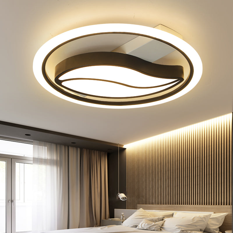 Acrylic Loop Semi Mount Lighting Minimalistic LED Flush Ceiling Light for Bedroom