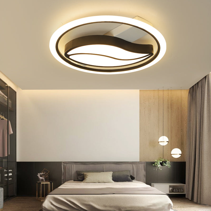 Acrylic Loop Semi Mount Lighting Minimalistic LED Flush Ceiling Light for Bedroom