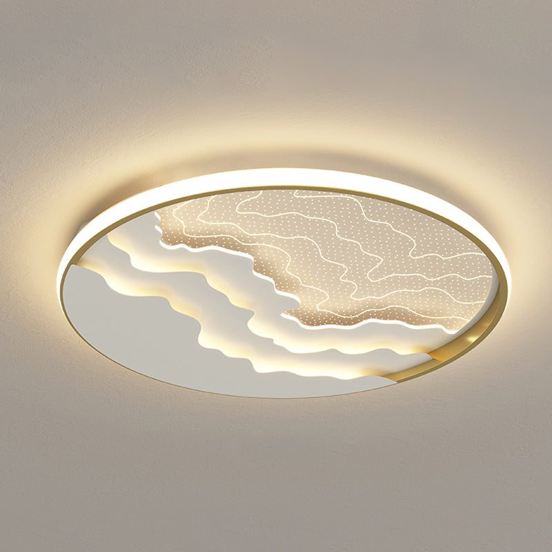Lámpara empotrada acrílica ondulada Simplicidad LED Luz de techo empotrada redonda para dormitorio