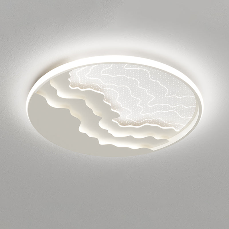 Lámpara empotrada acrílica ondulada Simplicidad LED Luz de techo empotrada redonda para dormitorio