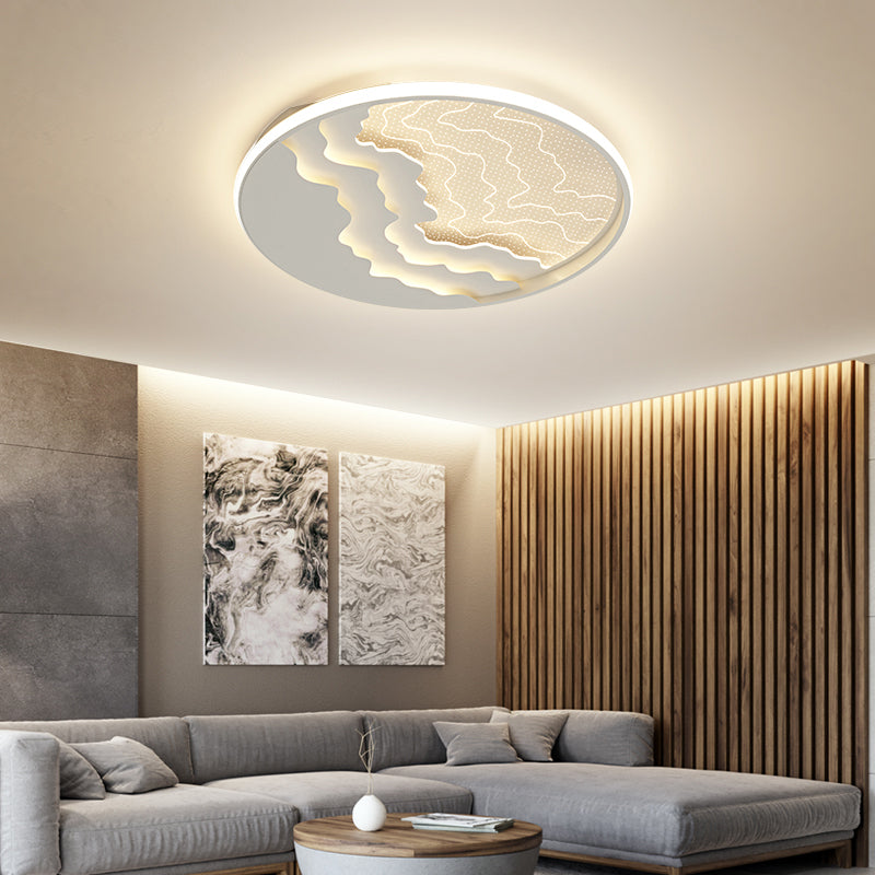 Lámpara empotrada acrílica ondulada Simplicidad LED Luz de techo empotrada redonda para dormitorio