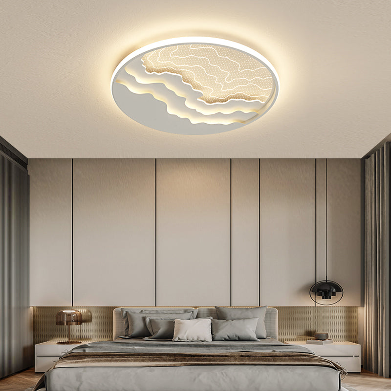 Lámpara empotrada acrílica ondulada Simplicidad LED Luz de techo empotrada redonda para dormitorio