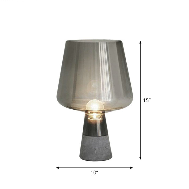 Lampe de nuit en verre en forme de tasse postmoderne 1 table de table de bulbe avec base de ciment pour chambre à coucher