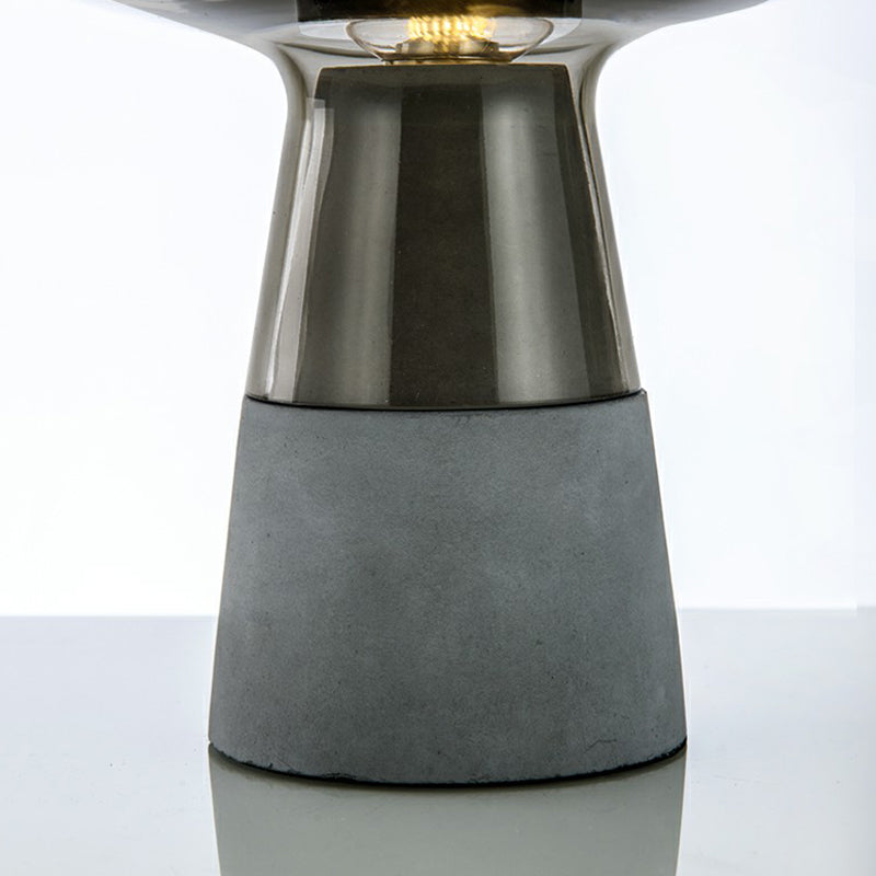 Lampe de nuit en verre en forme de tasse postmoderne 1 table de table de bulbe avec base de ciment pour chambre à coucher